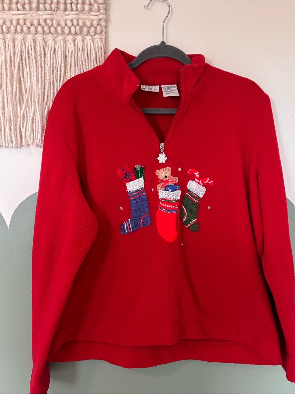White Stag Red Quarter-Zip Holiday Stocking Sweater